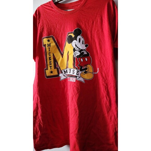 Disney Other - Disney Men's Mickey Mouse Since 1928 Red Short Sleeve Shirt Large New D25 Nice